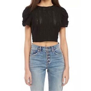 Free People Star Struck Open back puff sleeve shirt